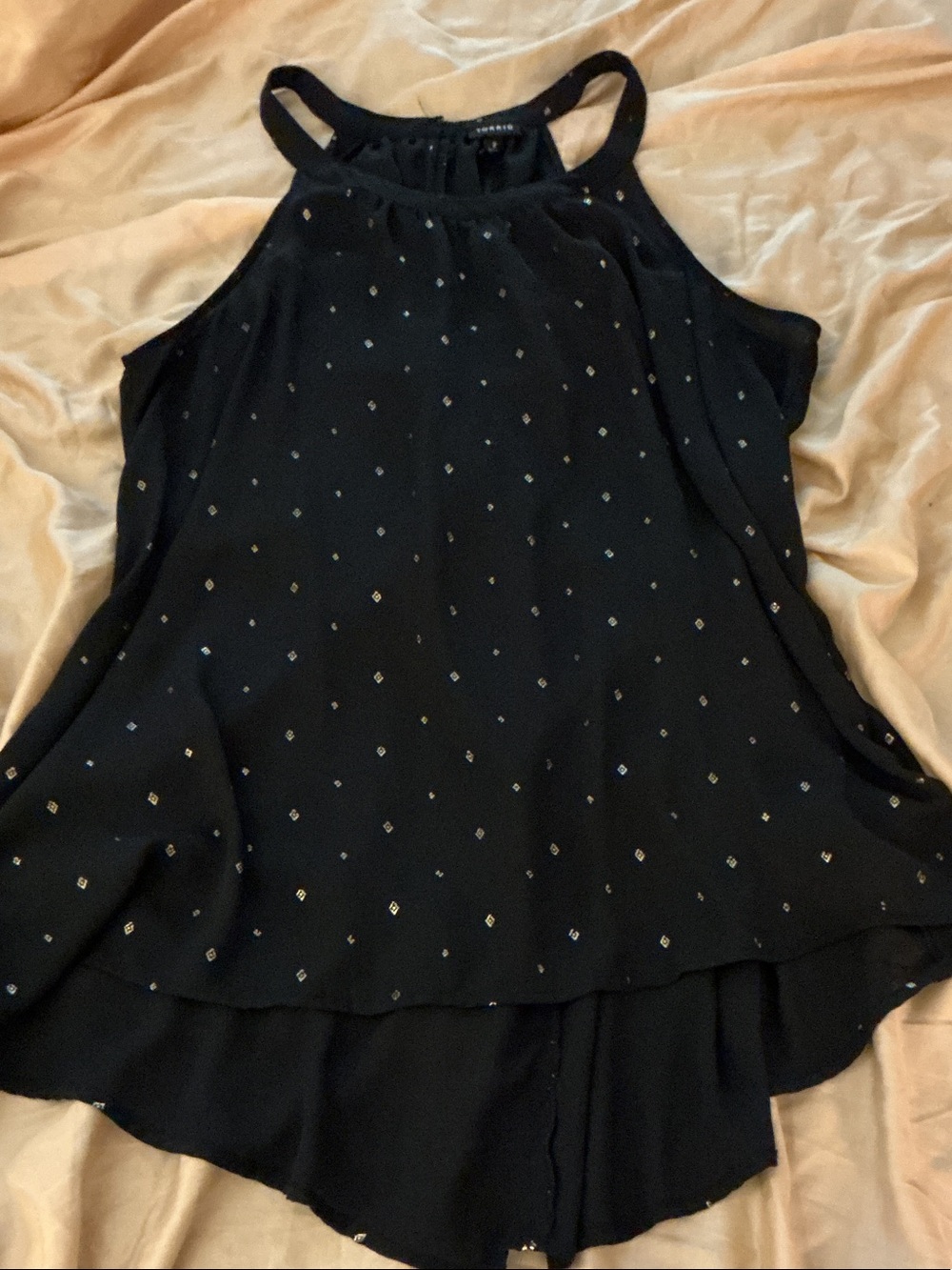 torrid Black Halter Camisole with Metallic Dot Embellishments